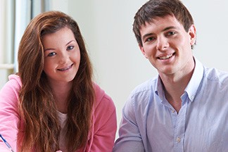 Smiling boy and girl